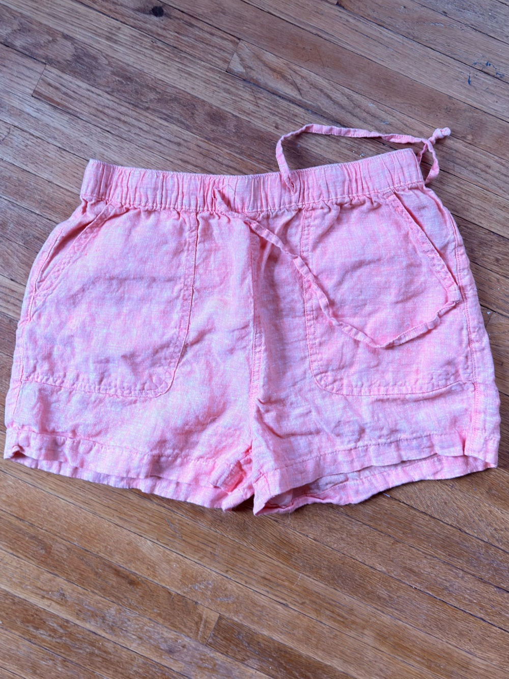 C&C California Orange Drawstring Linen-Blend Athletic Shorts